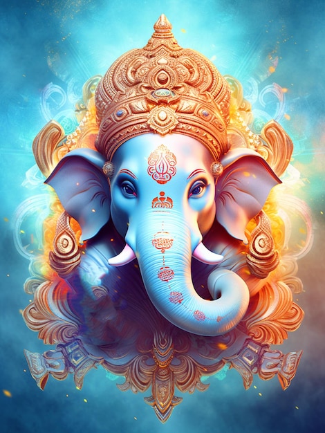 Lord Ganesha face illustration art idol sculpture