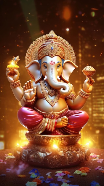 Lord ganesha full hd high resolution with lighting