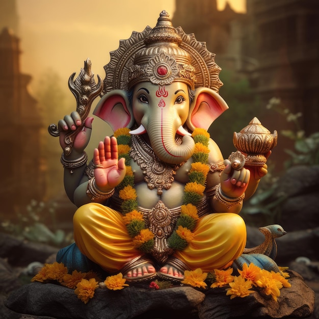 A Lord Ganesha for Ganesh Chaturthi The sacred object of the Hindus Generative Ai