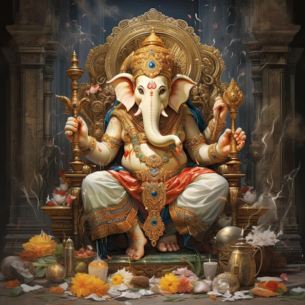 Lord Ganesha Hindu mythology god Ganesh Generative ai art