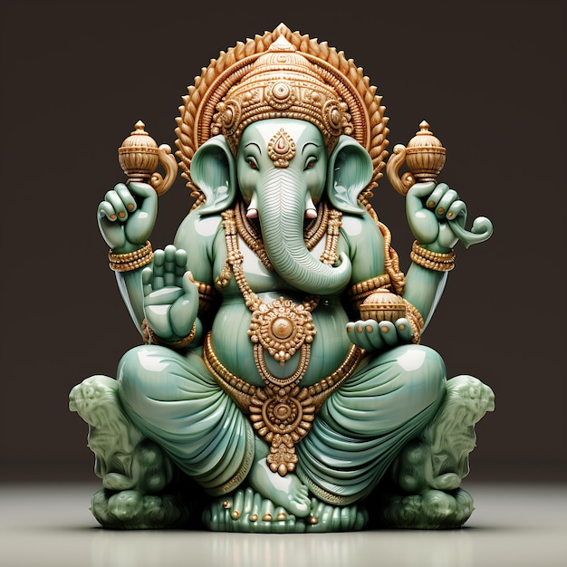 Lord Ganesha within a natural landscape