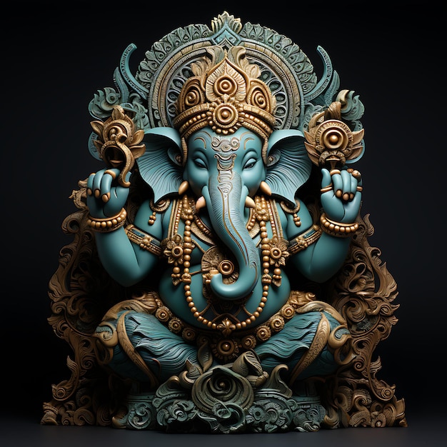 Lord Ganesha within a natural landscape