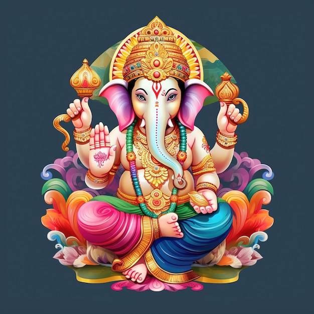 Lord Ganpati on Ganesh Chaturthi background Generative Ai