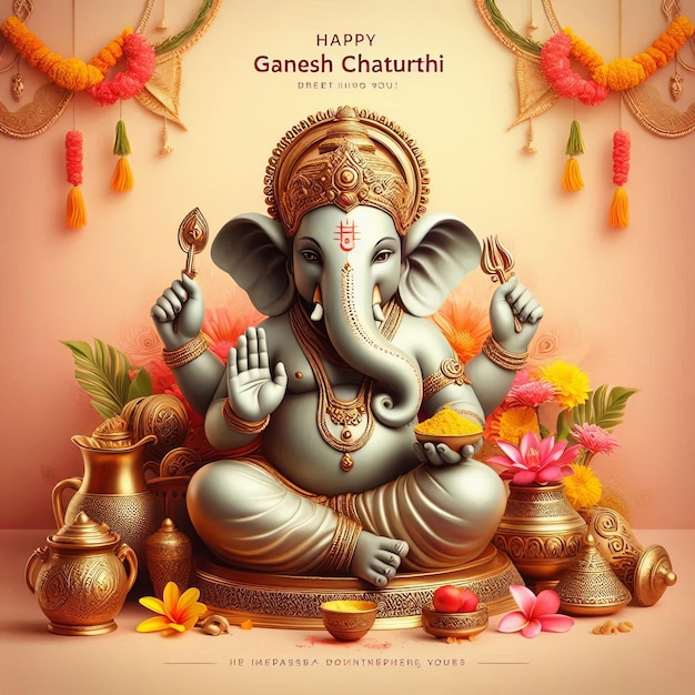 Photo lord ganpati on ganesh chaturthi background