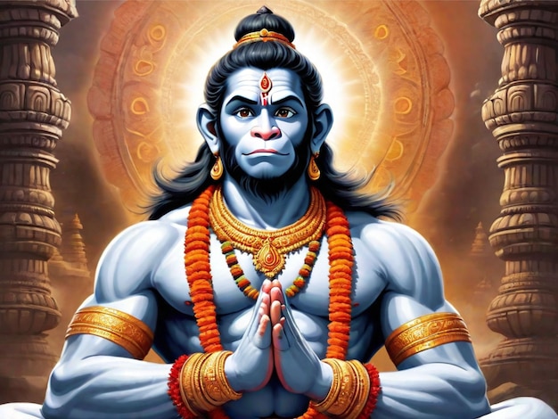 Lord Hanuman god in powerful angry mode 3d ai generated