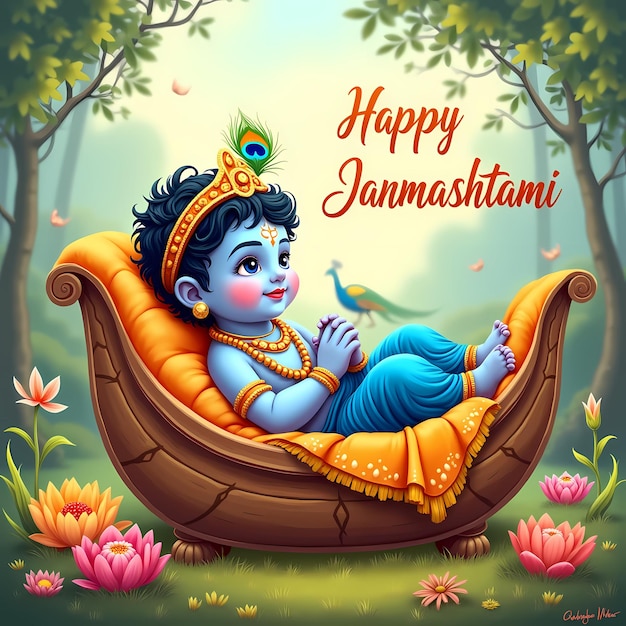 Lord Krishna image background AI generated