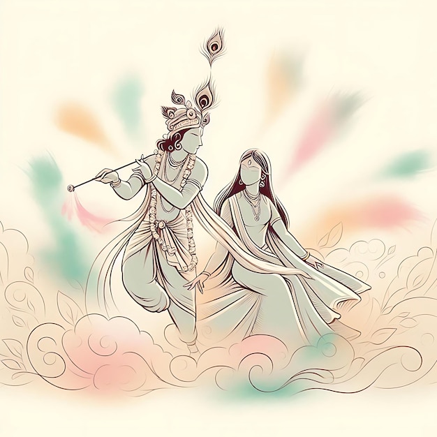 Lord Krishna playing holi