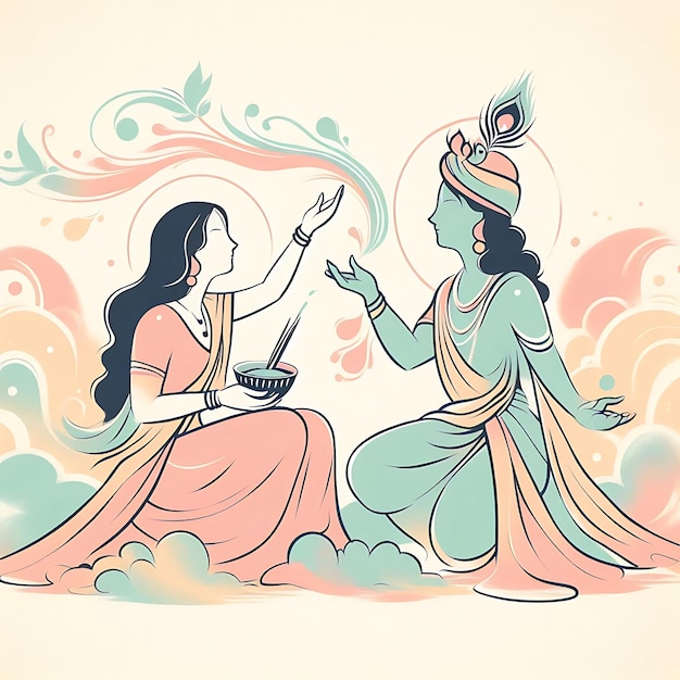 Lord Krishna playing holi