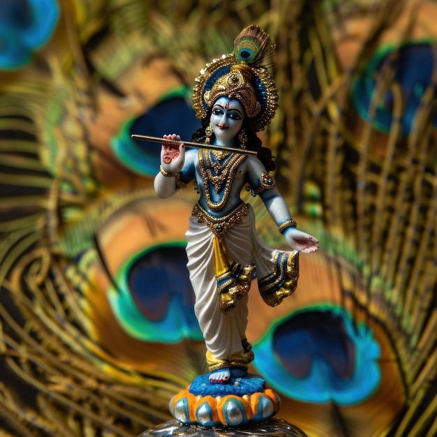 Photo lord krishna statue celebrating janmashtami festival