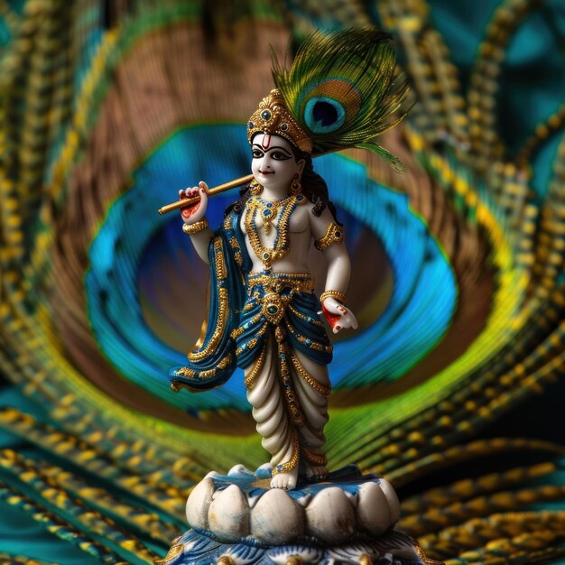 Photo lord krishna statue celebrating janmashtami festival