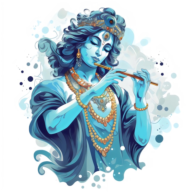 Photo lord krishna vector illustration on white background created with generative ai