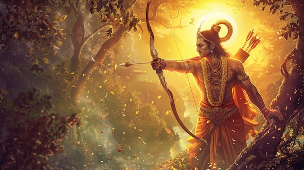 Lord Rama The Divine Archer of Hinduism A powerful and divine image of Lord Rama the Hindu