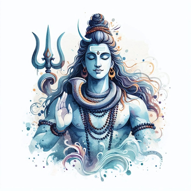 lord shiva meditation posture water color ai generated