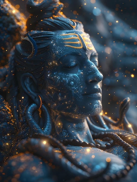 Lord Shiva Statue in Cosmic Cinematic Scene Ai Generated