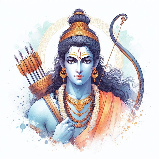 lord vishnu and sri rama watercolor ai generated images