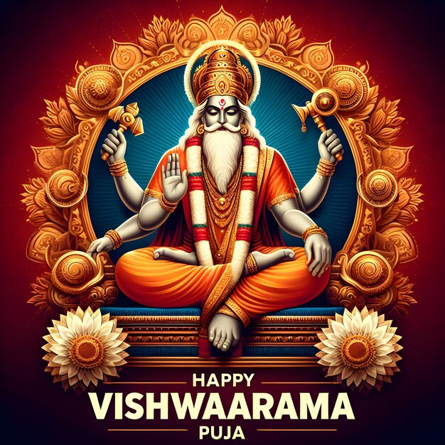 Photo lord vishwakarma happy vishwakarma puja illustration vishwakarma celebration of vishwakarma puja