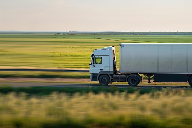 Photo lorry driving along country road vehicle truck transportation