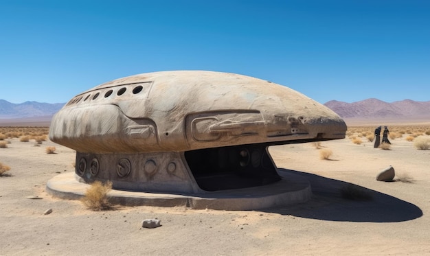 A lost alien spaceship found in the desert Creating using generative AI tools