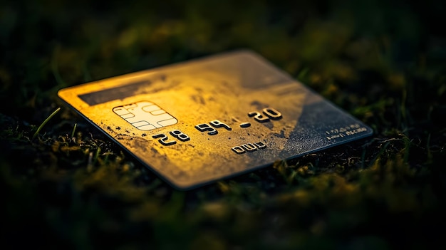 Lost Credit Card in Grass with Golden Light