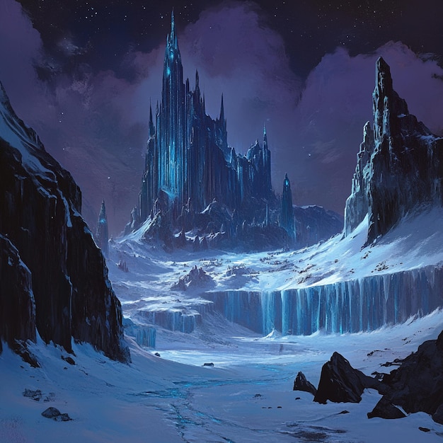 Photo lost kingdom in a frozen tundra preserved in eternal ice