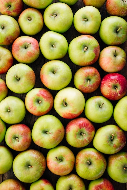 A lot of fresh green apples, top view