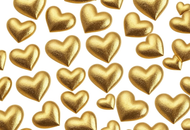 a lot of gold hearts are arranged in a circle