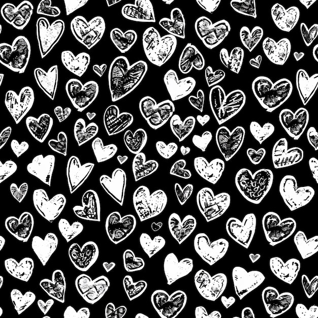 Photo a lot of hearts with white hearts on a black background