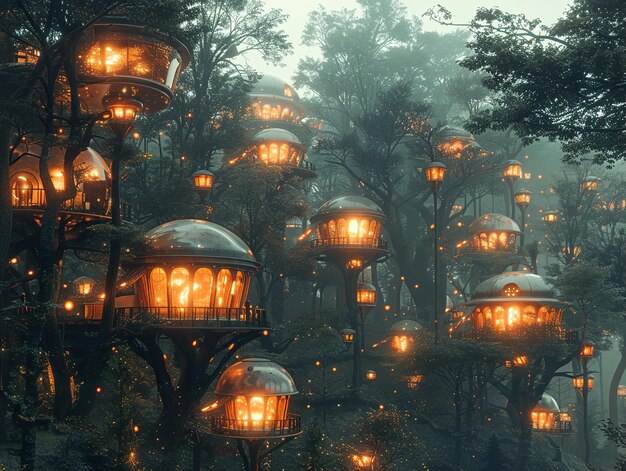 a lot of lanterns that are on a pole