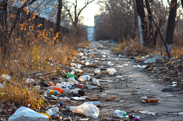 Lot Of Litter On The Sides Of Paths In The City