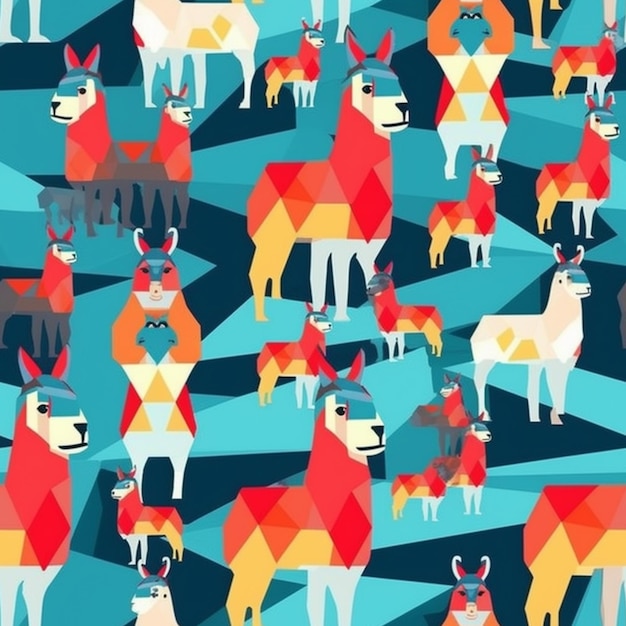 A lot of llamas and llamas in a geometric pattern. a lot of llamas and llamas in a geometric pattern royalty free illustration