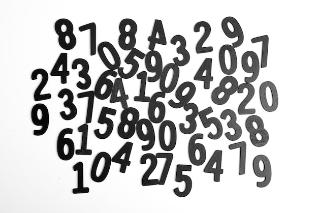 A lot of numbers on a white background