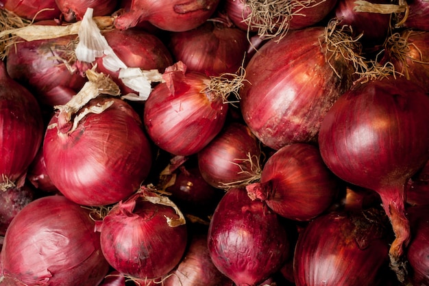 a lot of red onions red onions close up