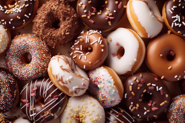 Lots of chocolate donuts