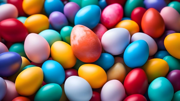 Lots of colorful colored eggs background Easter vibes High resolution