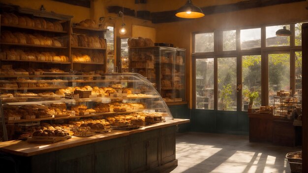 Lots of delicious bread in the bakery