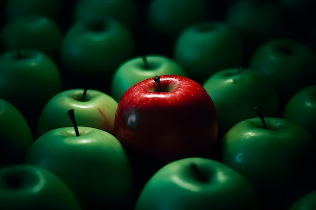 Lots of green and red apples background Neural network AI generated