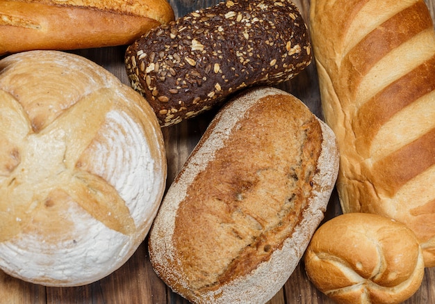 Lots of homemade fresh bread on the table