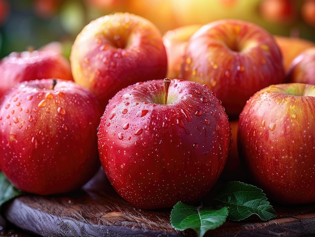 Lots of red apples Tasty and juicy Background of apples