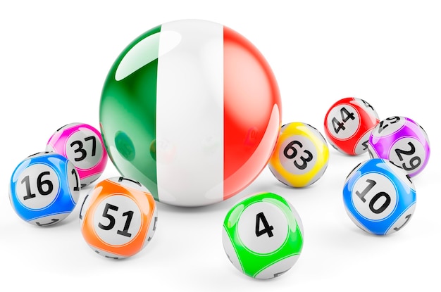 Lotto balls with Irish flag Lottery in Ireland concept 3D rendering isolated on white background