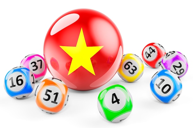 Lotto balls with Vietnamese flag Lottery in Vietnam concept 3D rendering