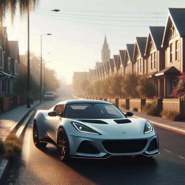 Lotus Evora parked on a quiet suburban street