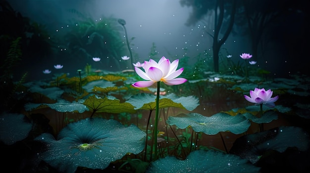 A lotus flower in the dark