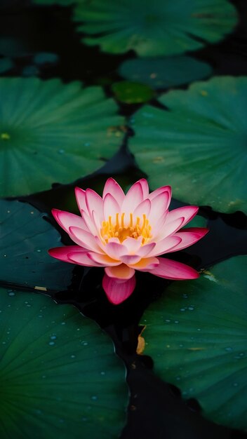 Lotus flower floating on tranquil pond water generated by