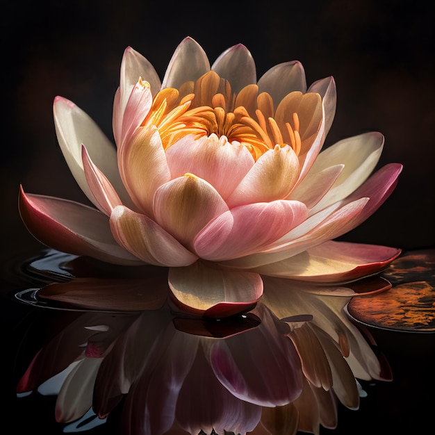 Lotus flower illustration, elegant, closeup