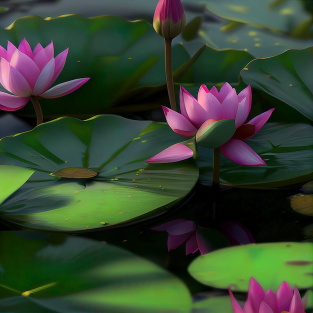 Lotus flower in pond