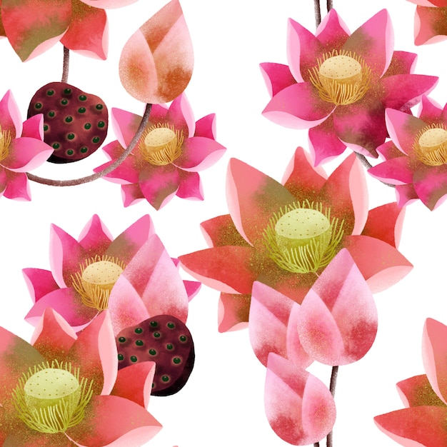 Lotus flower seamless pattern