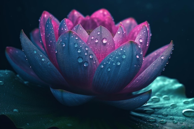 A lotus flower with water droplets on it