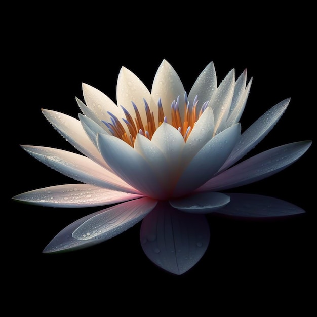 Lotus isolated on black background Flowers and plants in spring AI generated