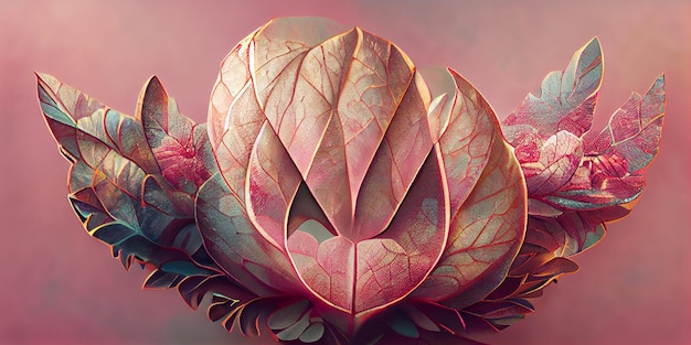 Lotus Pink light Nature Fantasy 3D Illustration. Lotus flower background