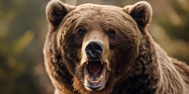 Loud fierce grizzly bear roar in the wild showcasing strength and power Concept Wildlife Photography Grizzly Bears Roaring Moments Strength and Power Nature39s Majesty